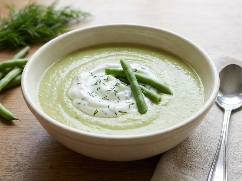 Ice-cold Green Bean Soup with Dill Yogurt