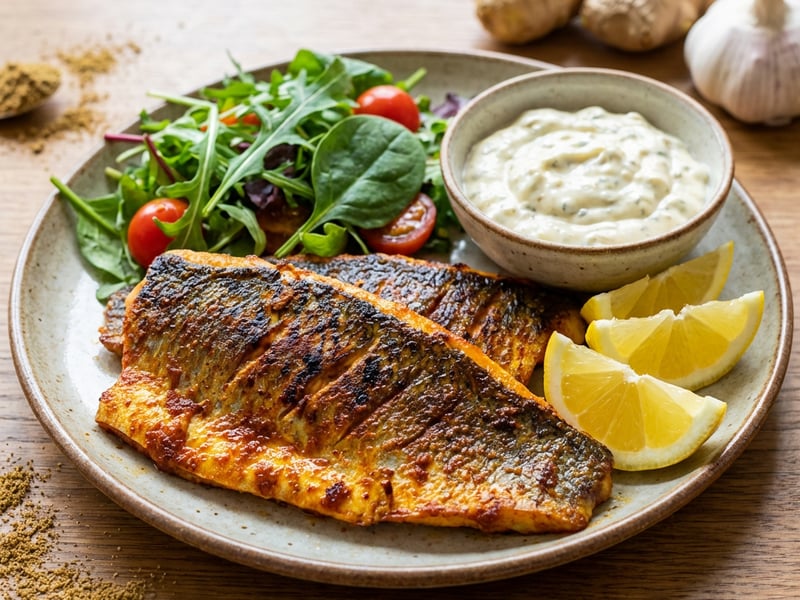 Sült tandoori sügér