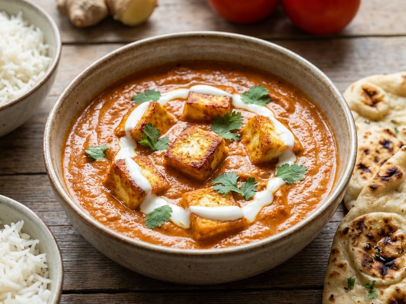 Paneer sajt tikka masala szósszal