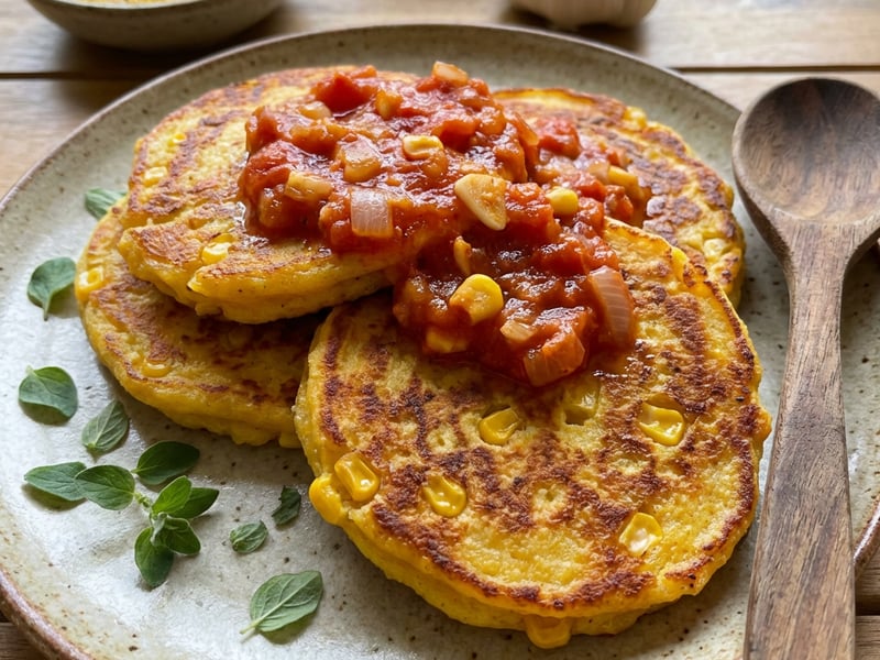 Polenta palacsinta paradicsomos mártással