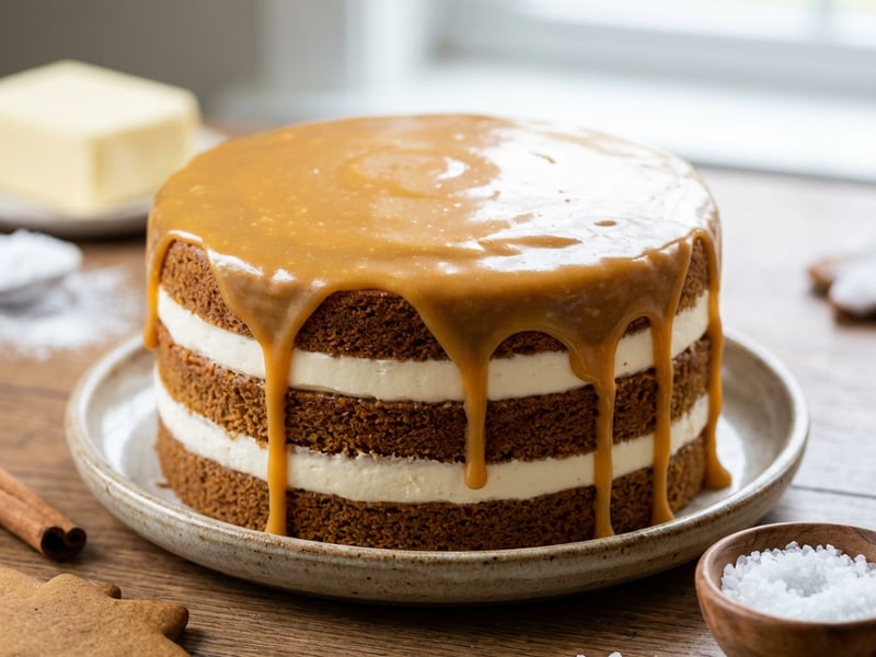 Salted Caramel Christmas Gingerbread Cake