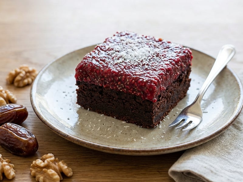 Málnás-kókuszos brownie növényi alapon