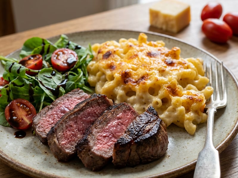 Irish Beef Sirloin with Mac and Cheese