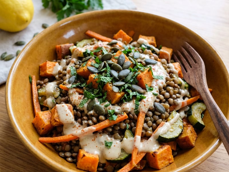 Lentil Salad with Tahini Dressing