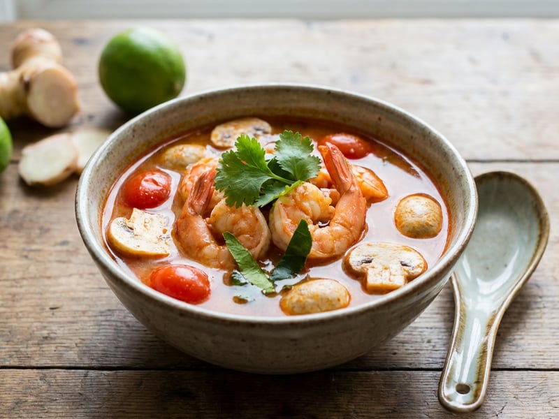 Tom Yum Goong (Csípős-savanyú thai garnélaleves)