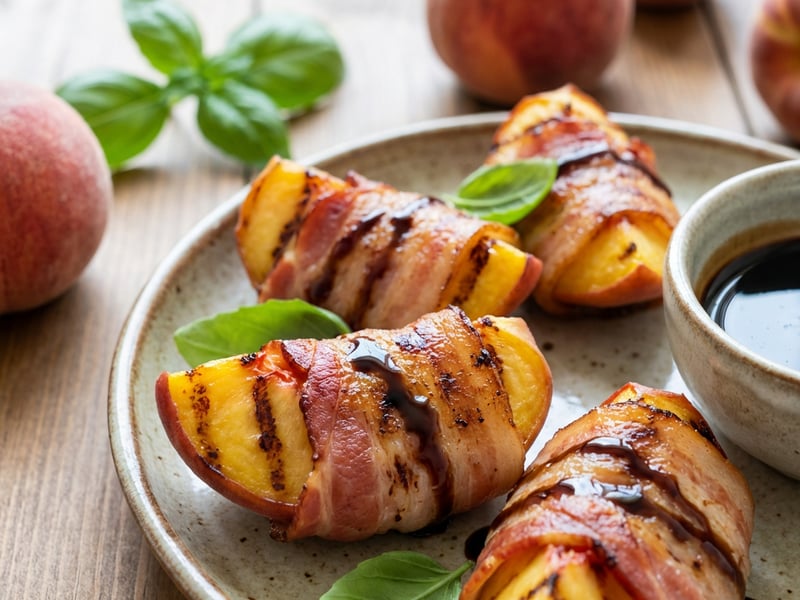 Grilled Peaches Wrapped in Bacon