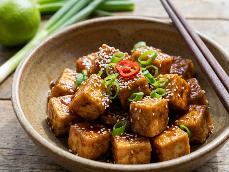 Ropogós, ragacsos tofu