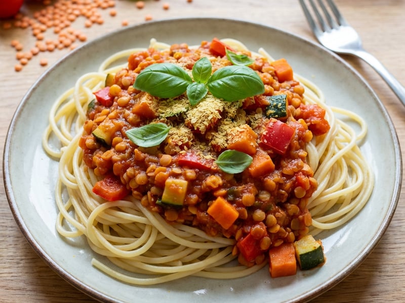 Vegán bolognai spagetti
