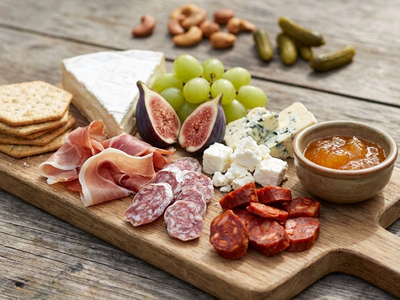 Cold platter with prosciutto ham and figs