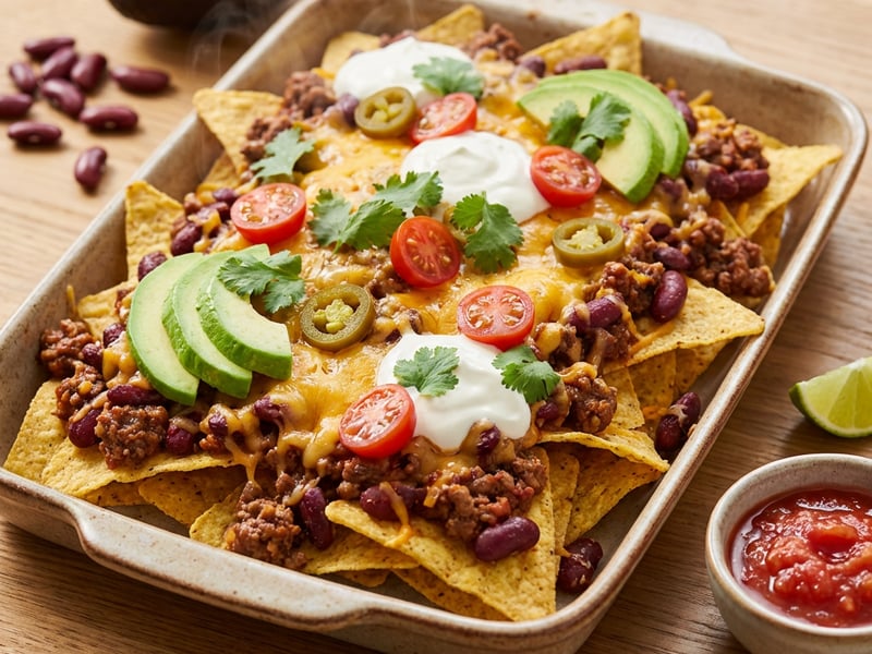 Sült nachos darált marhahússal