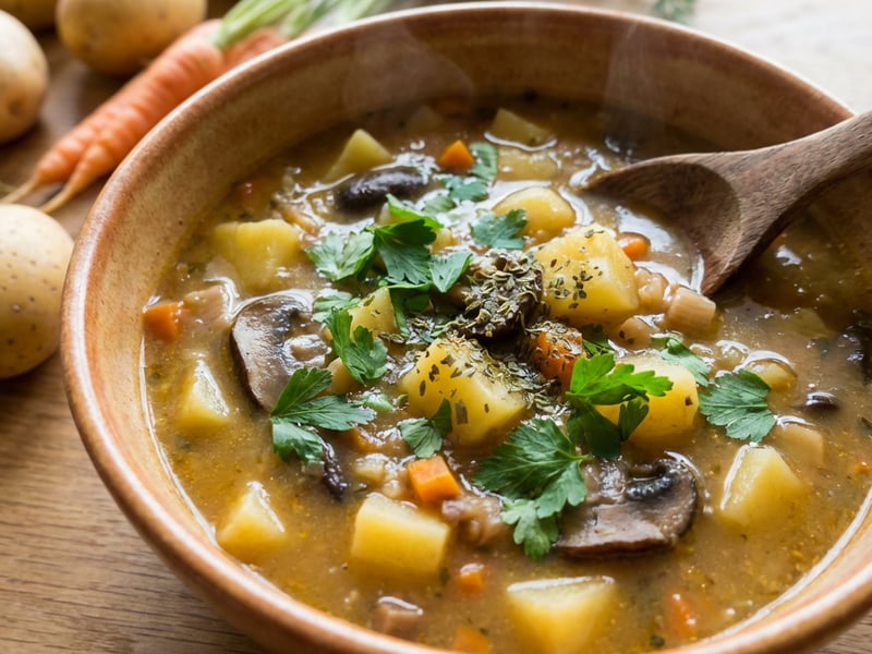 Traditional Potato Soup with Wild Mushrooms