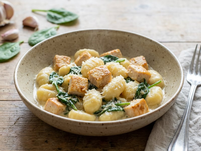 Creamy Chicken Gnocchi with Spinach and Parmesan