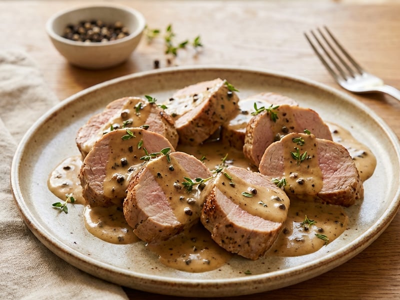 Pork tenderloin with creamy pepper sauce