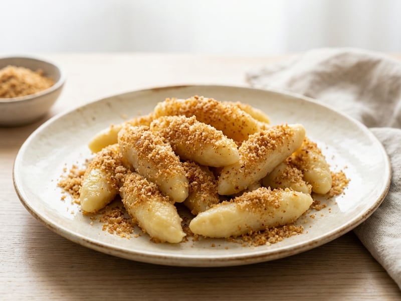 Potato dumplings with toasted breadcrumbs