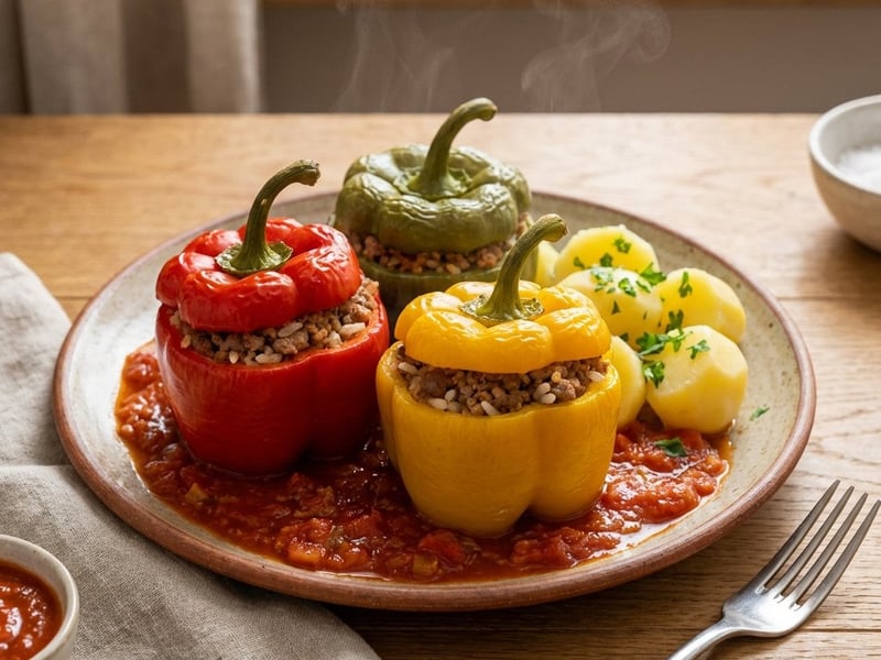 Töltött paprika paradicsommártásban