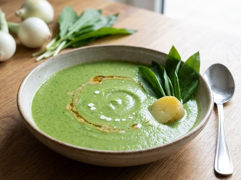 Wild Garlic Cream Soup with Browned Butter