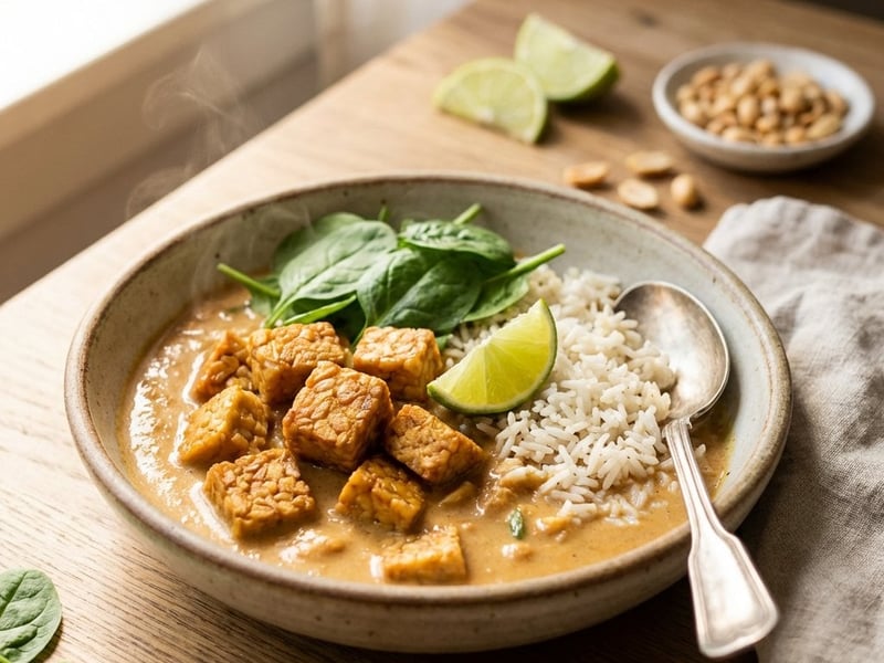 Peanut curry with coconut milk and tempeh