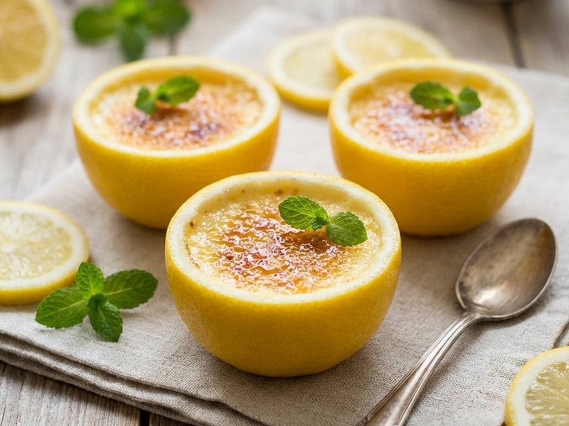 Lemon Crème Brûlée Served in Lemon Peels