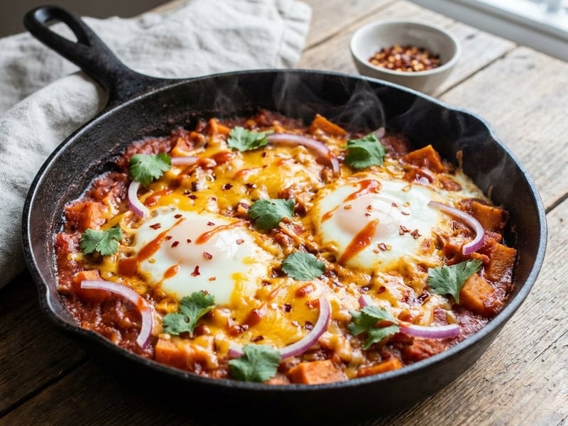 Sweet Potato Shakshuka with Sriracha Butter