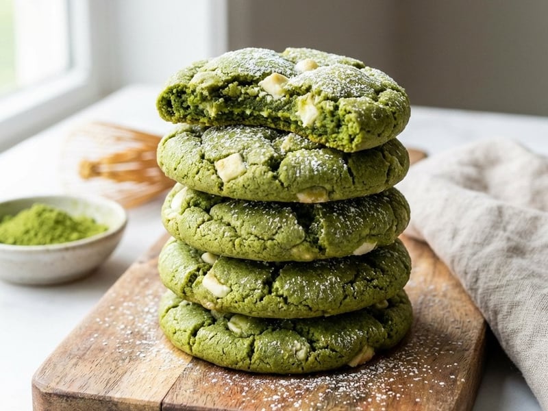 Matcha és fehér csokoládés keksz