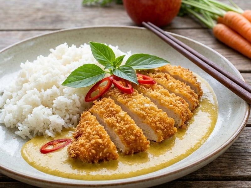 Ropogós Csirke Katsu Curry Jázmin Rizzsel