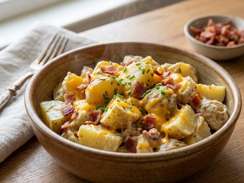 Szalonnás-cheddar sajtos burgonyasaláta