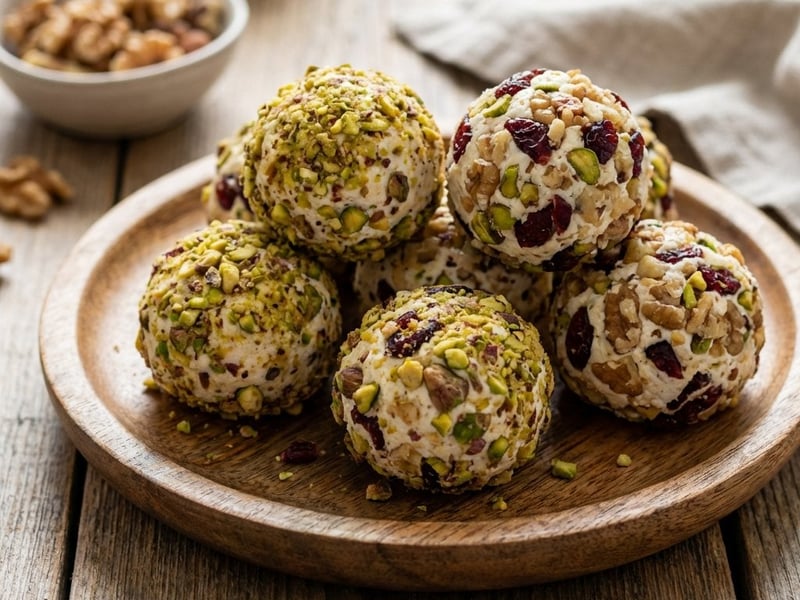Festive Cheese Balls with Three Coatings