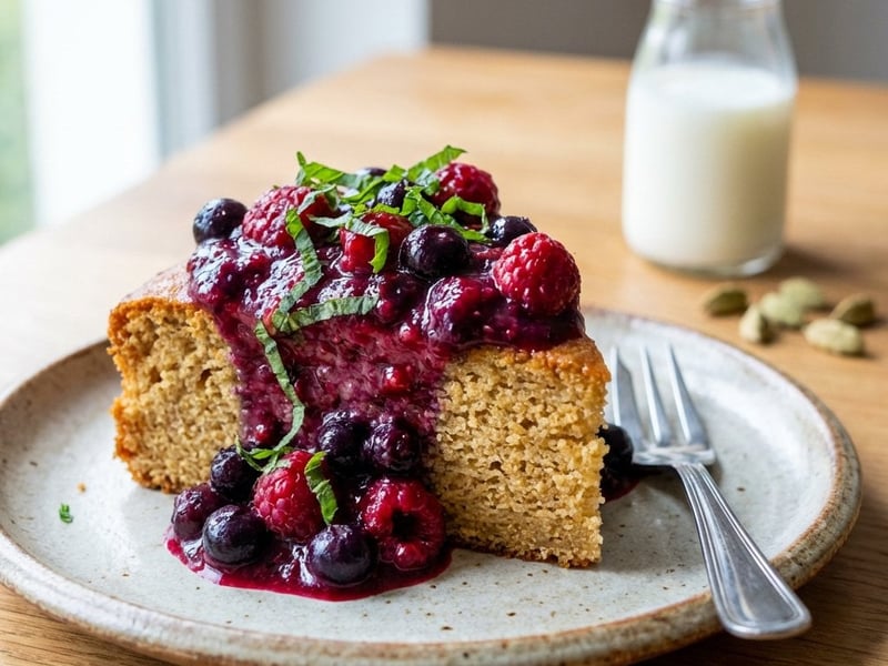 Kefir cake with forest fruits