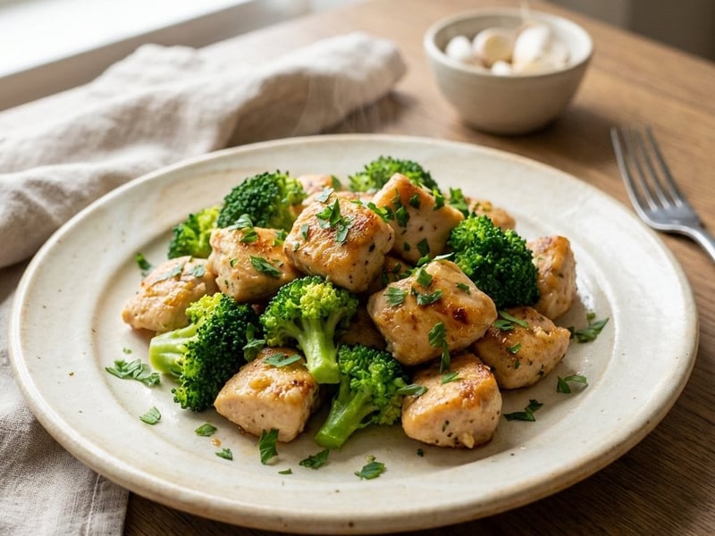Garlic Chicken Bites with Broccoli