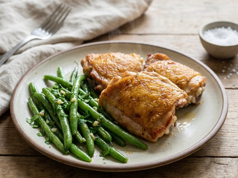 Chicken Thigh with Garlic Butter Green Beans