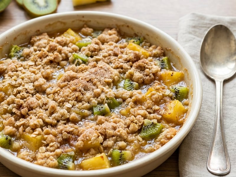 Egzotikus gyümölcsös crumble | Ropogós morzsasüti ananásszal és kiwivel
