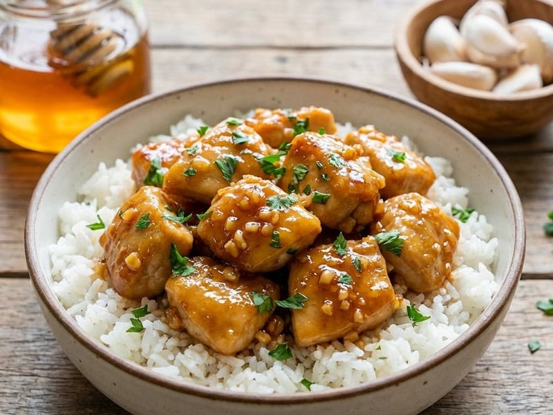 Honey-Garlic Chicken with Rice Side Dish
