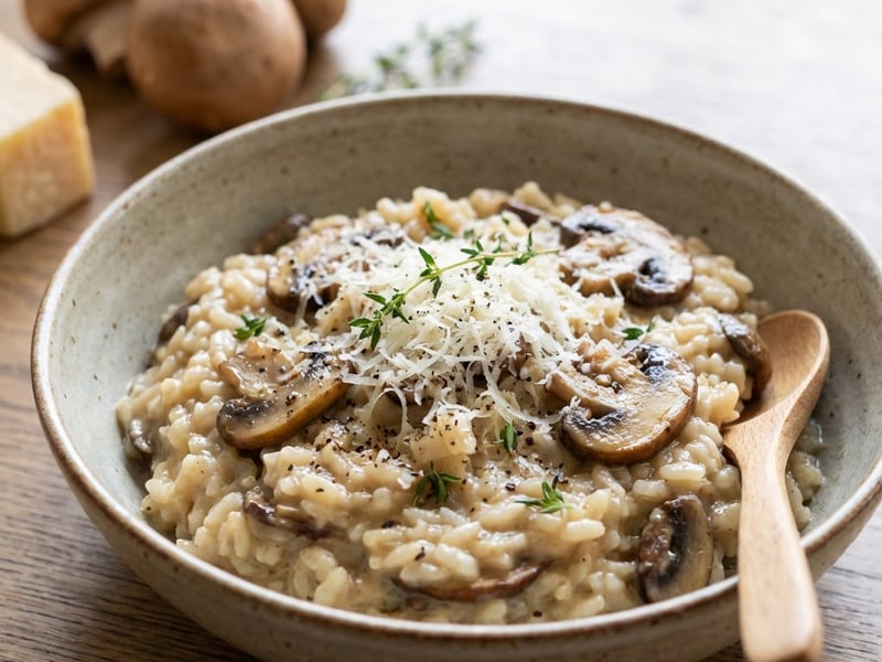 Krémes gombás rizottó parmezánnal