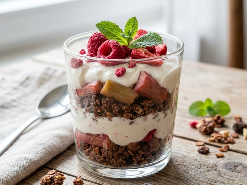 Házi granola sült rebarbarával