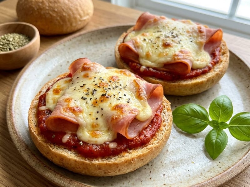 Mini zsemlepizzák sonkával és sajttal