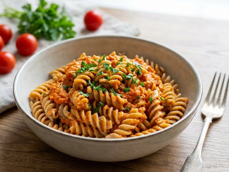 Pasta with Roasted Tomato and Pepper Pesto | Healthy and Quick Dinner