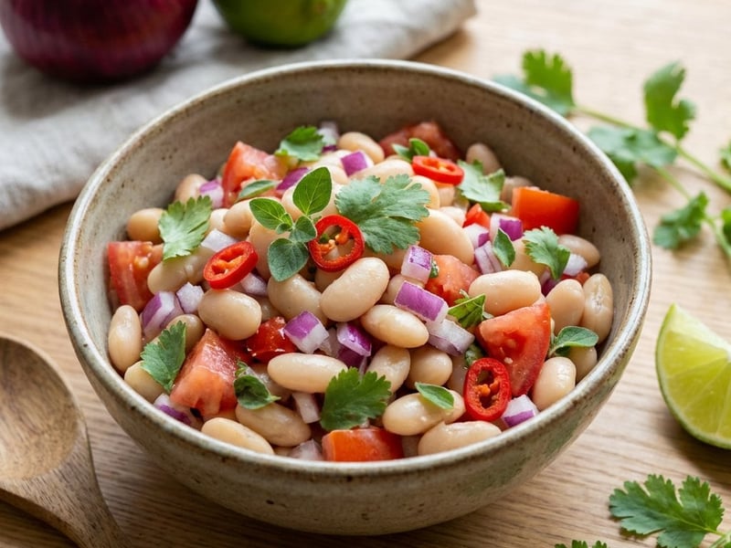 Mexikói fehérbab saláta (Ensalada de pallares)