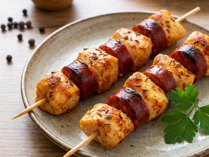 Csirke saslik chorizóval | Gyors grill vacsora