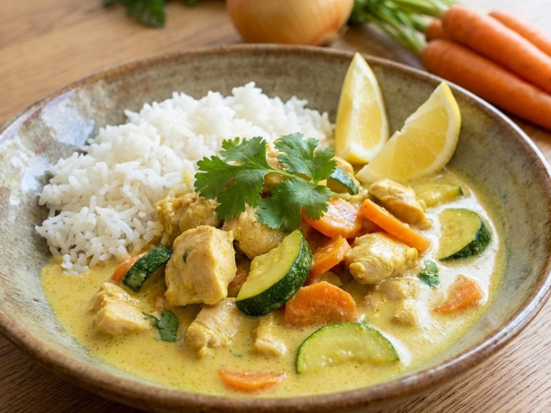 Csirke curry cukkinivel és sárgarépával