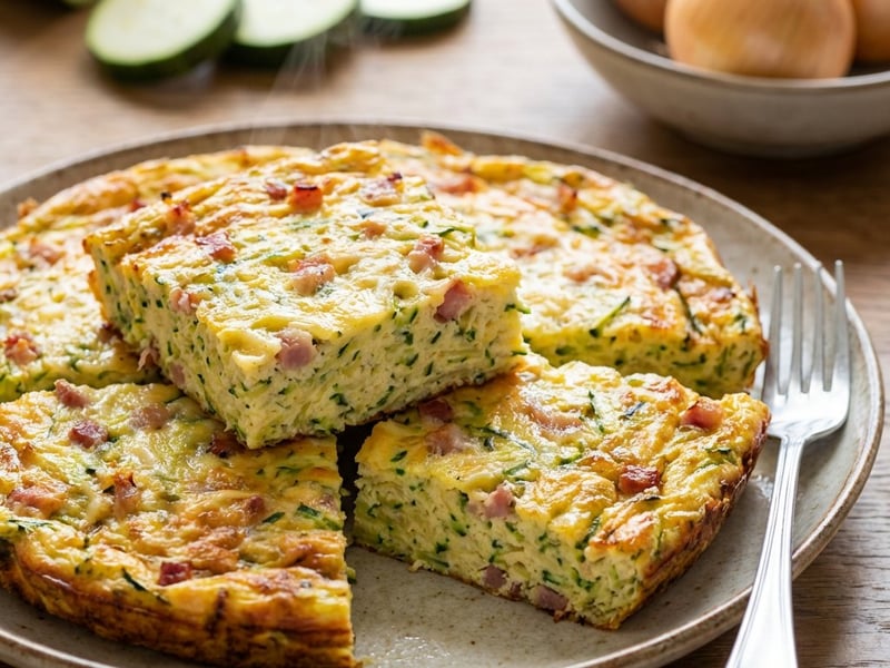 Cukkinis frittata sajttal és szalonnával