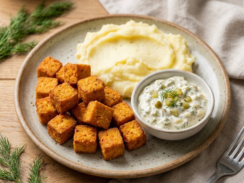 Házi lencse tofu krémes burgonyapürével
