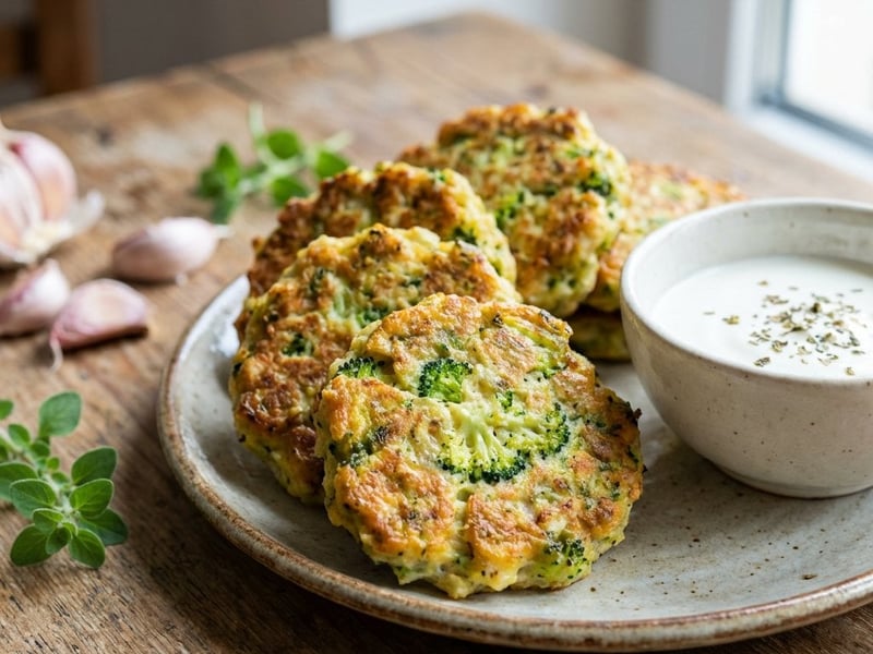 Baked Broccoli Fritters with Garlic and Marjoram