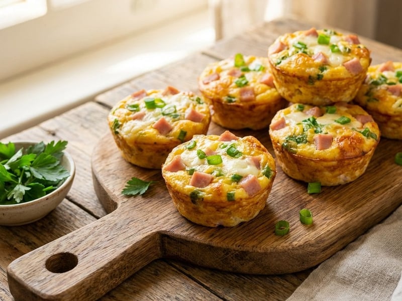 Tojásos muffin sonkával és mozzarellával