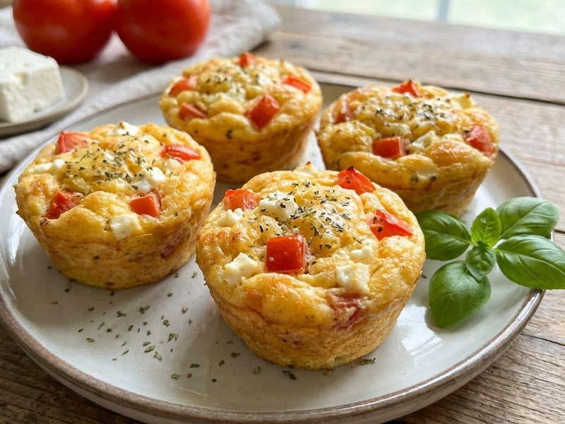 Egg muffins with tomato and cream cheese