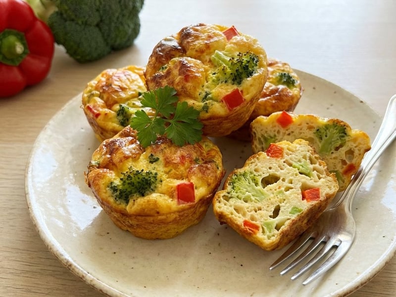 Tojásos muffin brokkolival és paprikával | Egészséges reggeli