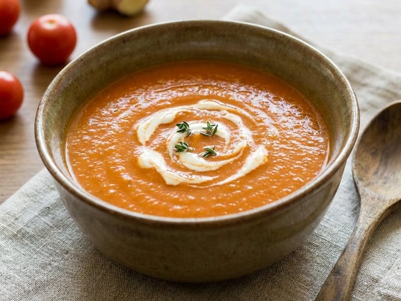 Red Lentil Soup with Ginger and Tomato