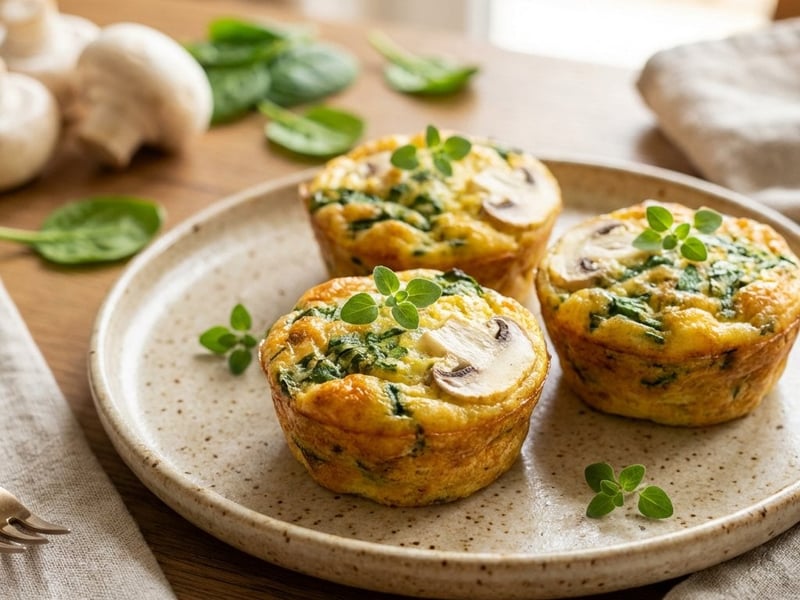 Mushroom and spinach egg muffins | Healthy breakfast