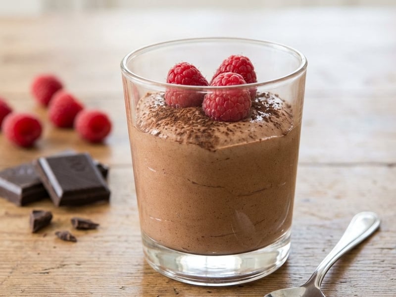 French Chocolate Mousse with Raspberries | Silky and Healthy Dessert