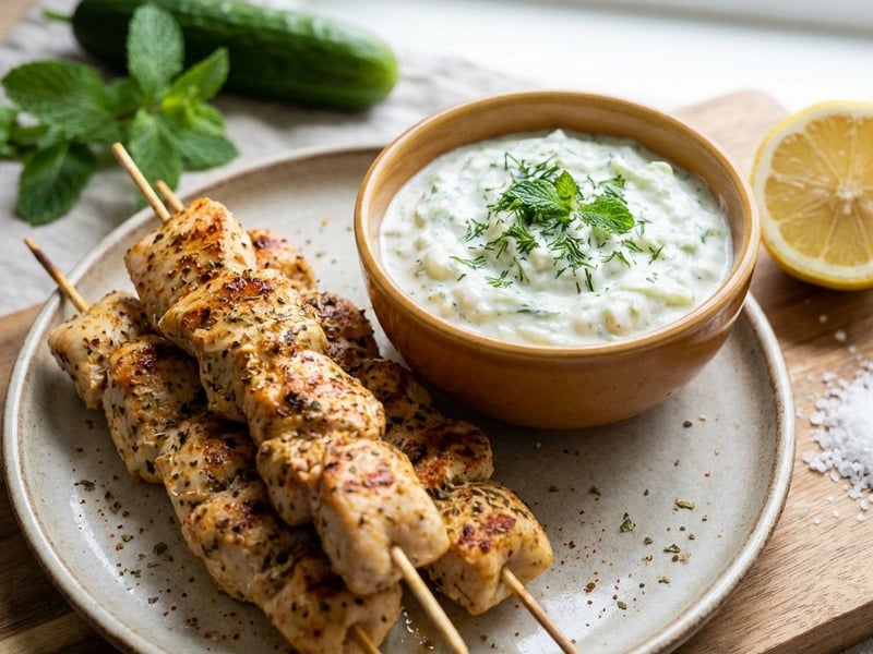 Görög csirke souvlaki tzatzikivel