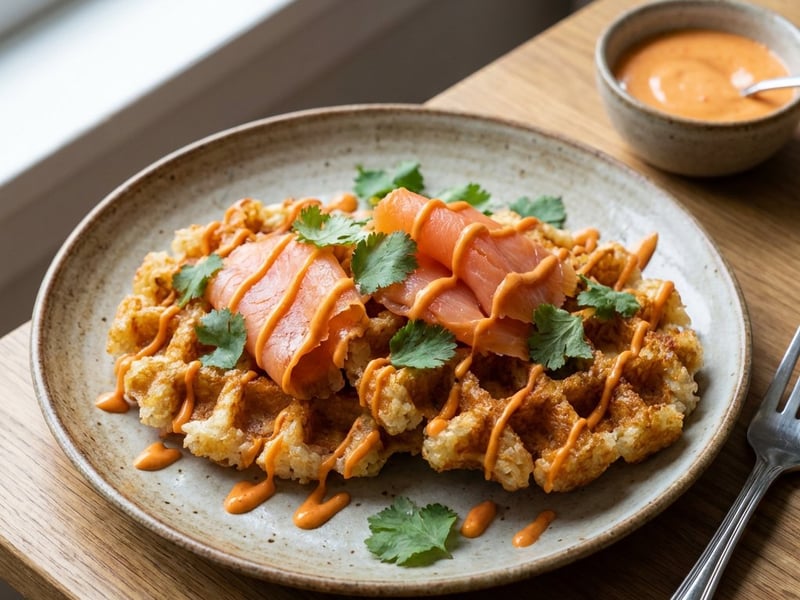 Crispy Rice Waffles with Salmon